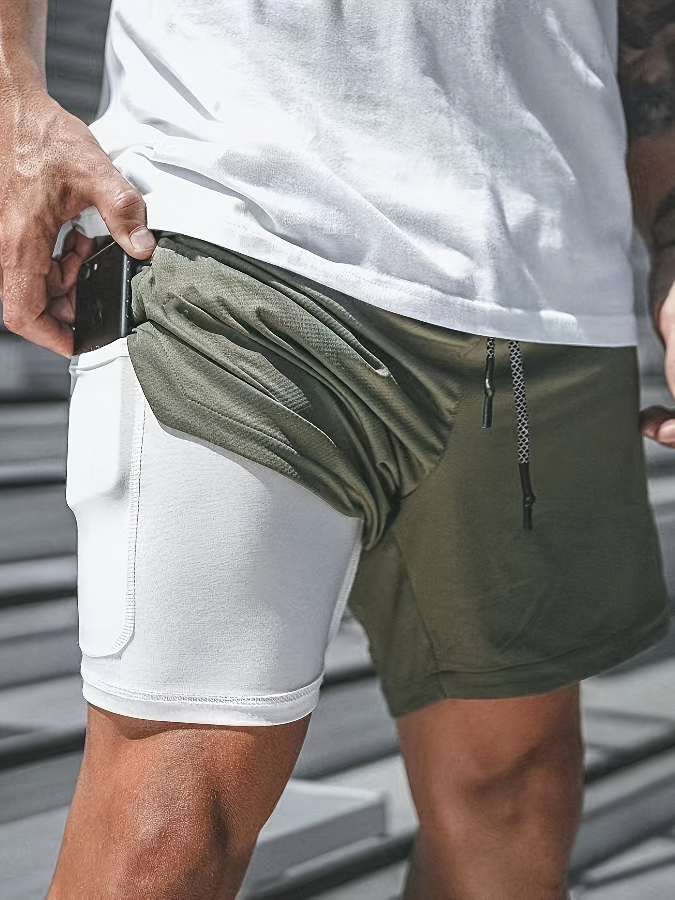 Herren-Sommer-Casual-Sportshorts - Atmungsaktiv, leichtgewichtiges Polyester, Rot mit schwarzen Seitentaschen und Kordelzug-Taschenbund, perfekt für Laufen, Training, Wandern & Outdoor-Aktivitäten, Sommer-Trainingsausrüstung | Kordelzug-Taschenbund | Beq