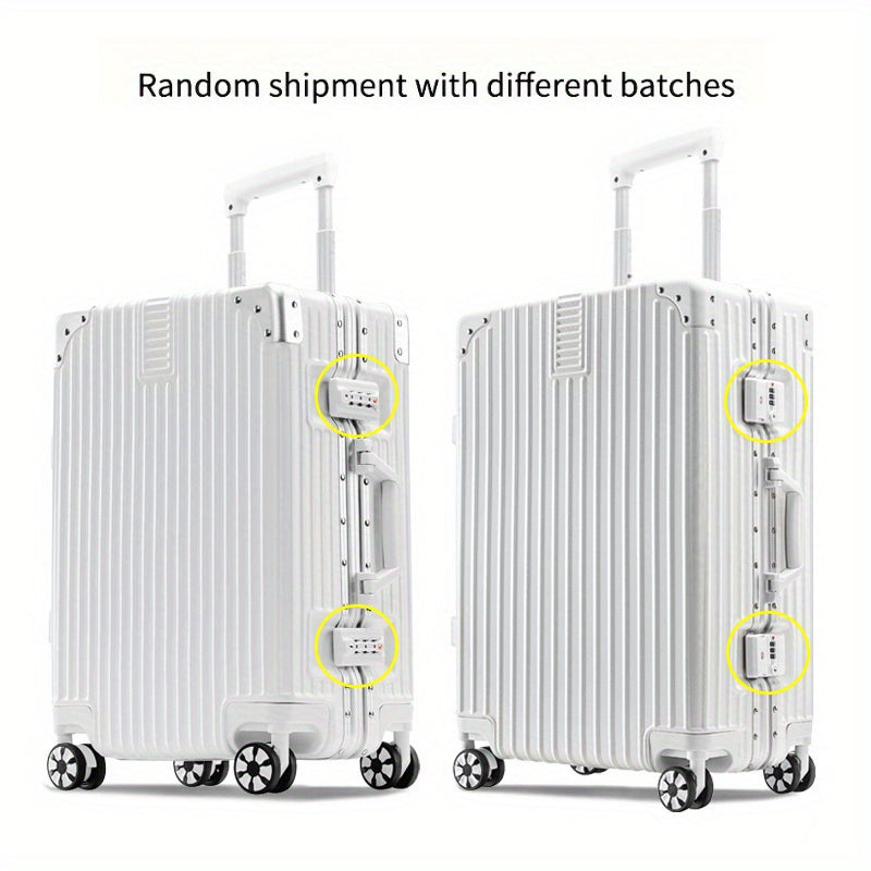 Koffer Mit Gestreiftem Aluminiumrahmen, 50,8 Cm Handgepäckkoffer, Leichter Trolley-Koffer, Reisekoffer Mit Zahlenschloss Und Universalrad