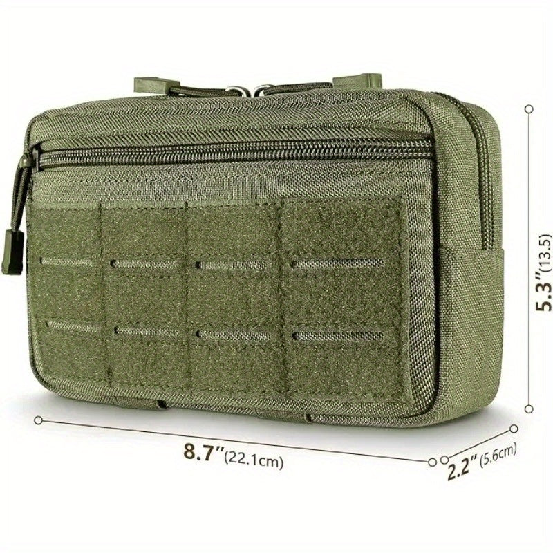 1 Taktische Utility-Tasche - Strapazierfähiges Grün-Polyester mit Amerikanischer Flaggen-Patch, Mehreren Reißverschlussfächern & Karabinerhaken, Ideal für Labor Day & Wandern, Campingzubehör