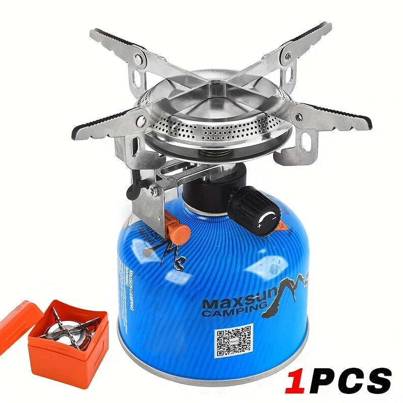 Outdoor-Kocher, Tragbarer Rundteller-Kocher für Camping, Wandern und Outdoor-Kochen, Mini-Integrierter Bergfeuer-Gasofen, Mini-Faltbarer Campingkocher, Aufbewahrungsbox, Tragbarer Faltbarer Kocher für Outdoor-Rucksacktouren, Wandern und Picknick, Ideal f