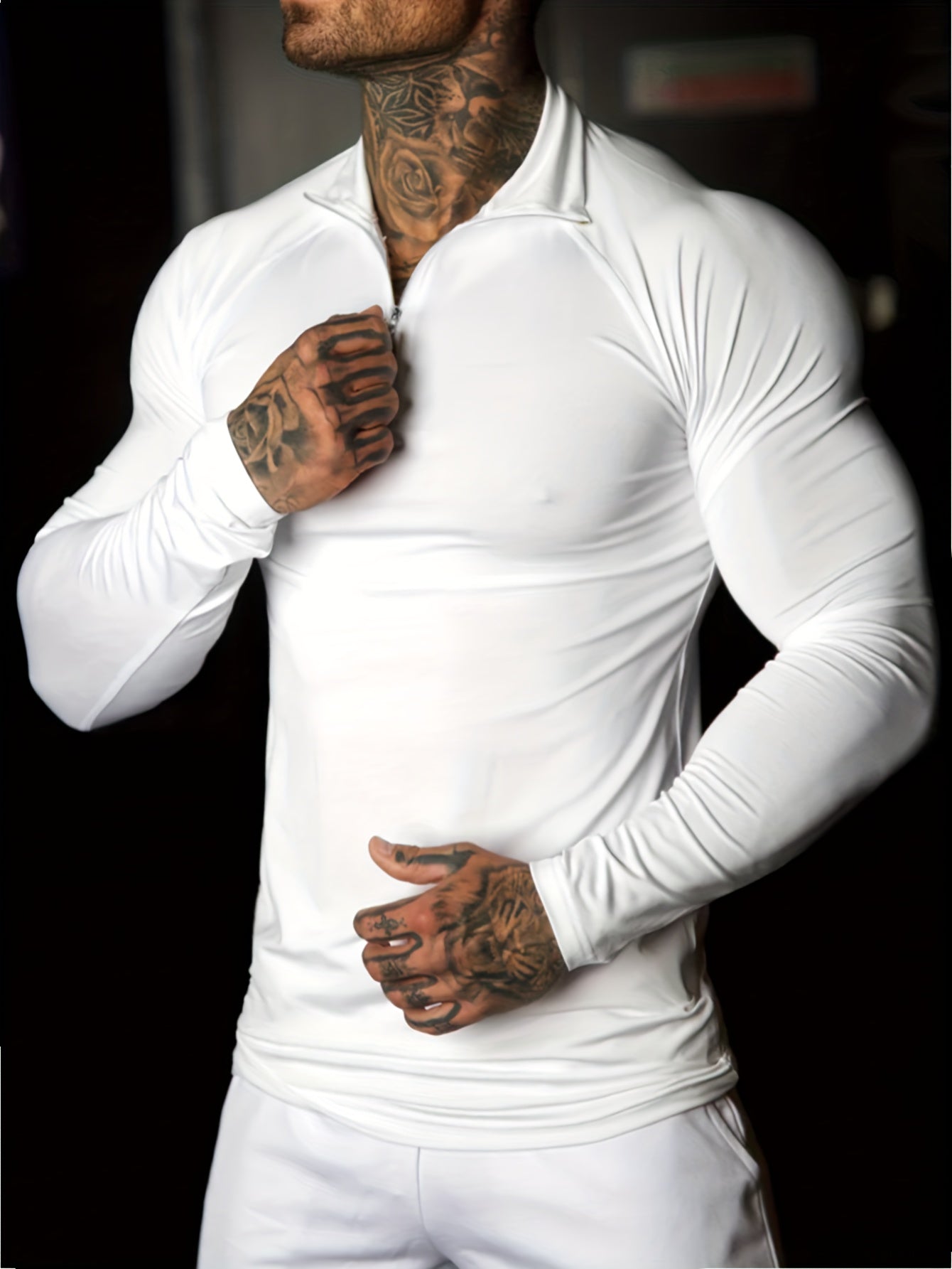 Herren-Henley-Shirt mit Reißverschluss und langen Ärmeln, ein vielseitiges und stilvolles Oberteil, das für den Fitnessstudio und Outdoor-Sport geeignet ist.
