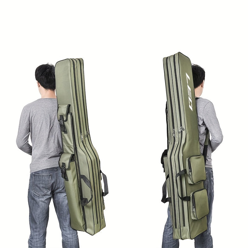 LEOFISHING Angelgerät-Aufbewahrungstasche, 130 Cm/4,27 Fuß, Tragbarer Angelruten-Rollen-Organizer, Angelruten-Ausrüstung, Werkzeugkoffer, Träger, Zweilagig, Langlebig, Oxford, Großes Fassungsvermögen, Reise-Angel-Abdeckungstasche