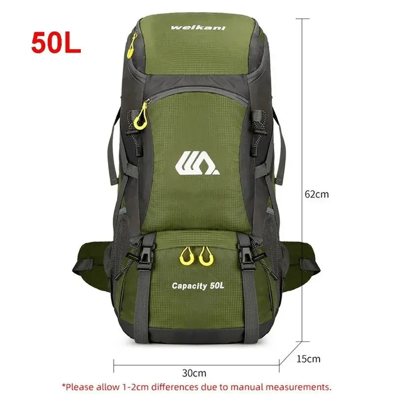 50L Reiserucksack Campingtasche für Männer Große Wandertasche Touristenrucksack Wasserdichte Outdoor-Sportklettern Bergsteigertasche