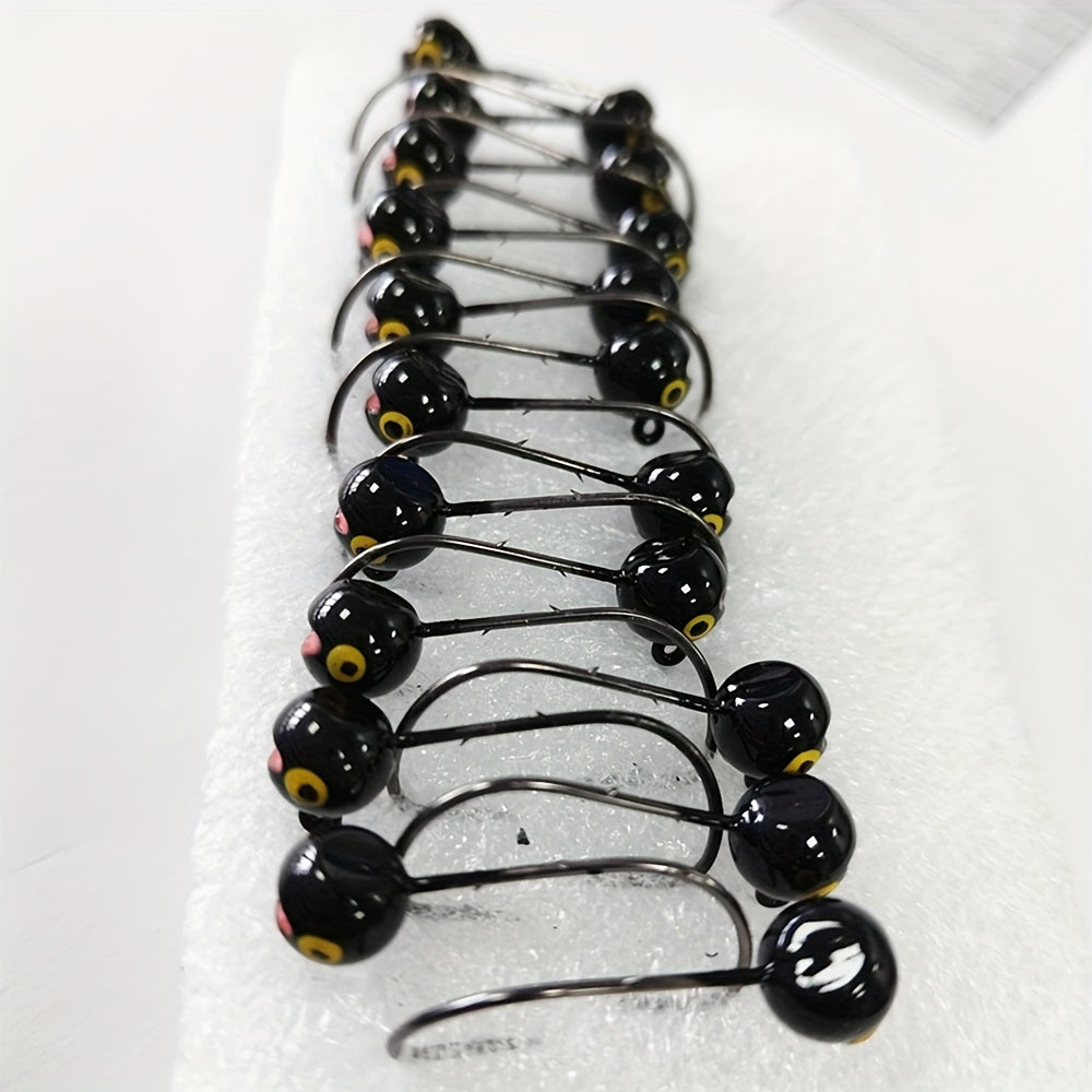FÜNF Stück Tungsten Light Round Jig Head, Schwarzer Kopf Gelbes Auge, 1g/1.5g/2g/2.5g/3g, Langsames Jiggen Mit Weichen Grub Worm Ködern, MANTIS AJING Haken Barsch Barsch Brassen Köder