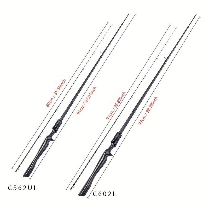 YanseXiu Hochpräzise Schnellverstellbare 1,68/1,8 m Kohlefaser Baitcasting-Stange mit integriertem Griff, festem Schaft und schwarzem Finish - Ideal für Bach, See- und Flussangeln, Angelrute