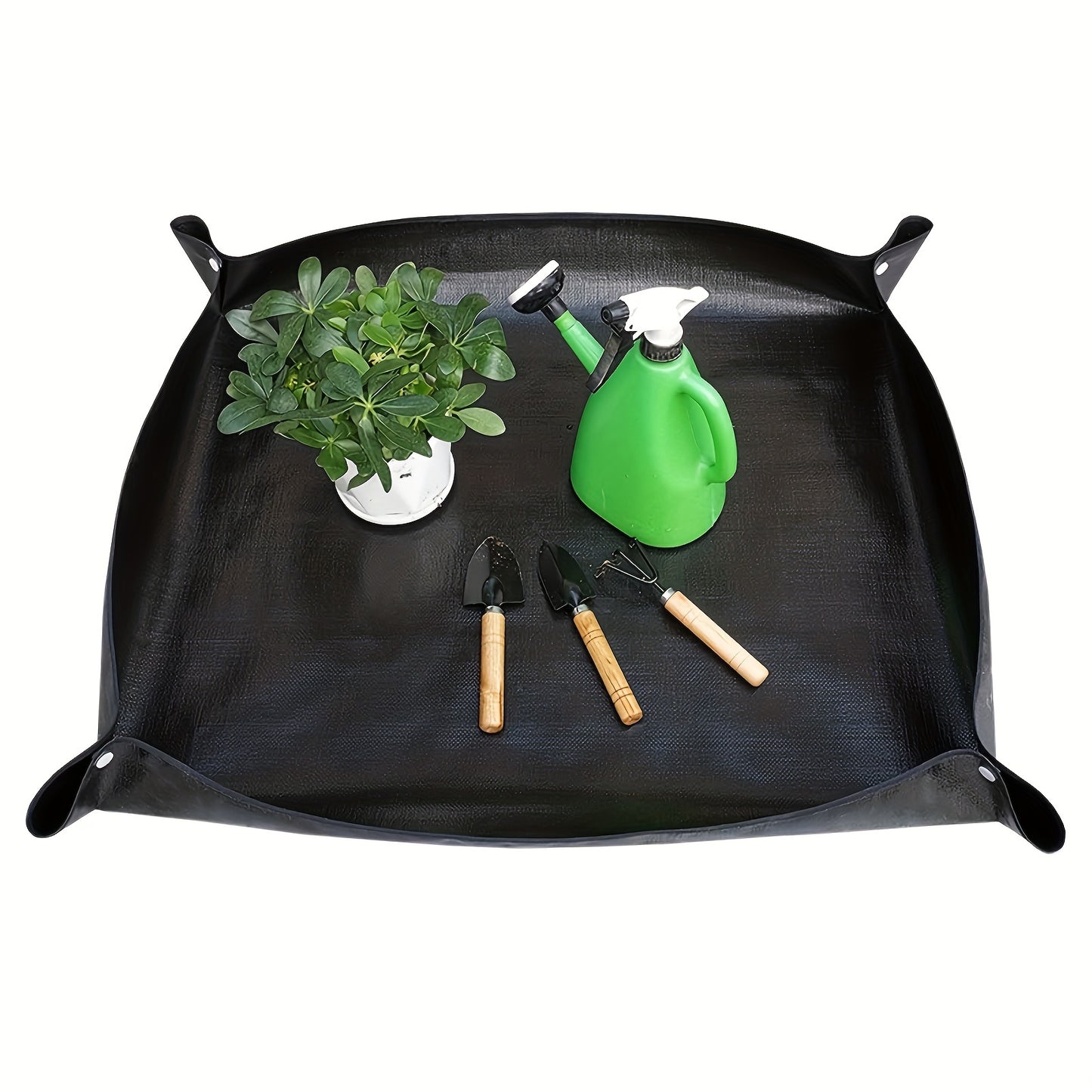 1pc Schwarze Gartenpflanzen-Umtopfmatte, Faltbares Gartenarbeitsgewebe Für Die Pflege Von Zimmerbonsai-Sukkulentenpflanzen, Wasserdichtes Verdicktes PE-Gewebe Für Haushaltsgartenmatten, Gartengerätesets