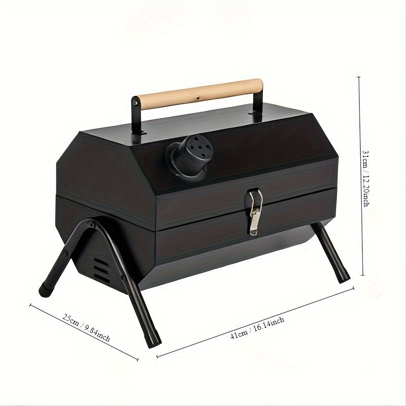 1 Set, tragbarer Mini-BBQ-Grill, gleichmäßig beheizt, kann gebacken werden, kann stickig sein, geeignet für Familienfeiern, Partys im Freien, Camping und Picknick, Grillwerkzeuge für den Außenbereich für Camping-Barbecue-Grill