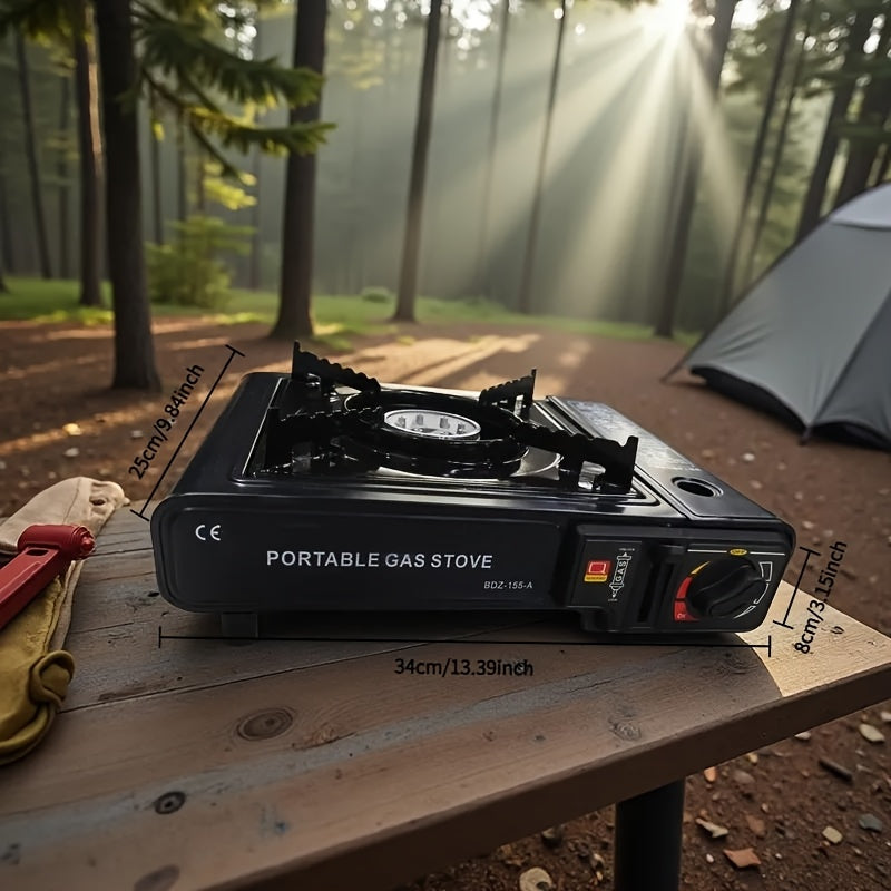 Tragbarer Campingkocher mit Grillplatte – Kompakter Metall-Kocher für Outdoor, Picknicks & Familienfeiern, Butan-kompatibel, langlebiges und leichtes Design
