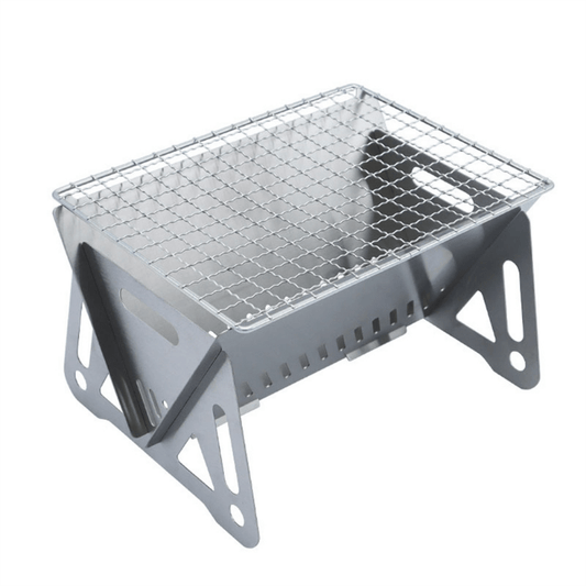 Ein tragbarer Edelstahlgrill für den Außenbereich, ein Mini-Campingofen mit Belüftung, ein Klappgrill für Picknick und BBQ-Campingzubehör