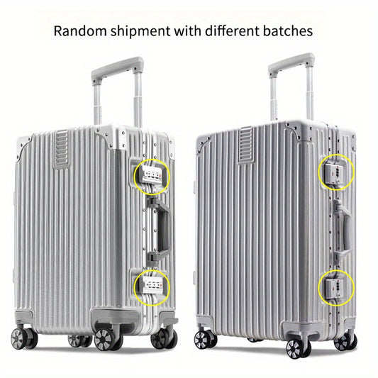 Koffer Mit Gestreiftem Aluminiumrahmen, 50,8 Cm Handgepäckkoffer, Leichter Trolley-Koffer, Reisekoffer Mit Zahlenschloss Und Universalrad
