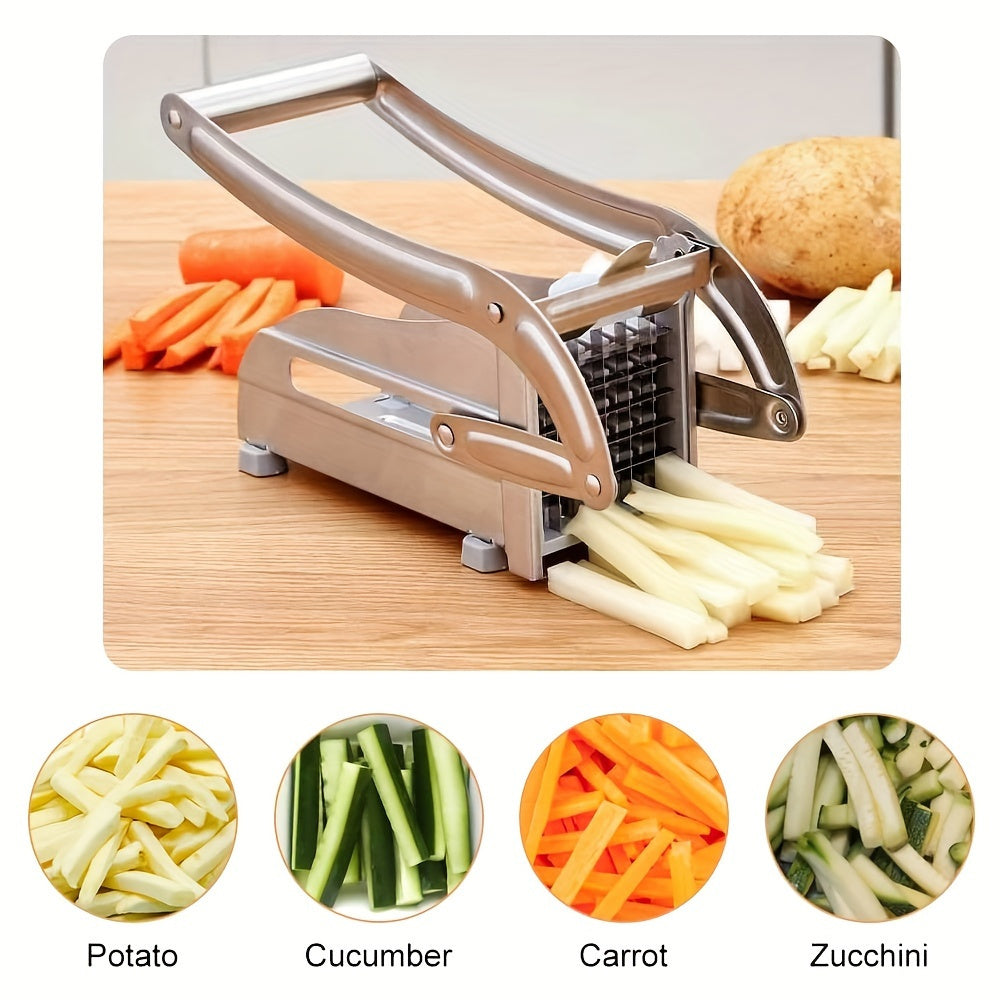 Ultra-scharfes Edelstahl-Küchengerät für vielseitige Zwecke - Obst- und Gemüseschneider, Kartoffelschneider, Pommes-Hersteller, Karotten-Gurken-Zwiebelhacker - langlebiges Küchenwerkzeug, robustes Stampfgerät für Kartoffeln, Karotten, Gurken, Küchenzubeh