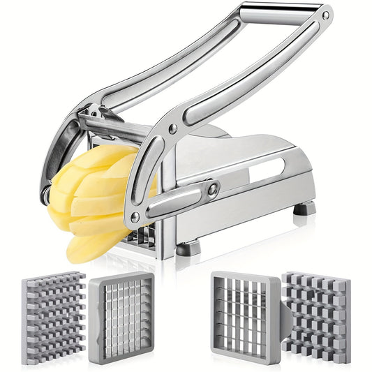 Ultra-scharfes Edelstahl-Küchengerät für vielseitige Zwecke - Obst- und Gemüseschneider, Kartoffelschneider, Pommes-Hersteller, Karotten-Gurken-Zwiebelhacker - langlebiges Küchenwerkzeug, robustes Stampfgerät für Kartoffeln, Karotten, Gurken, Küchenzubeh