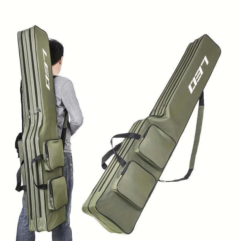 LEOFISHING Angelgerät-Aufbewahrungstasche, 130 Cm/4,27 Fuß, Tragbarer Angelruten-Rollen-Organizer, Angelruten-Ausrüstung, Werkzeugkoffer, Träger, Zweilagig, Langlebig, Oxford, Großes Fassungsvermögen, Reise-Angel-Abdeckungstasche