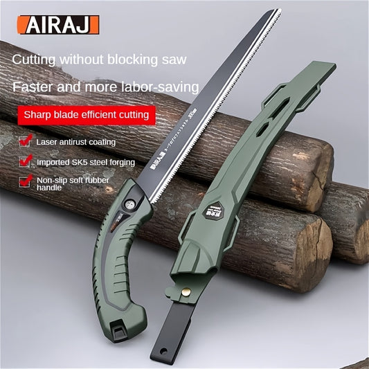 AIRAJ Japanische Handsäge mit SK5-Stahlklingen, ergonomischer rutschfester Griff, geeignet für Camping, Gartenarbeit, Jagd, Holzschneiden, PVC, Knochen