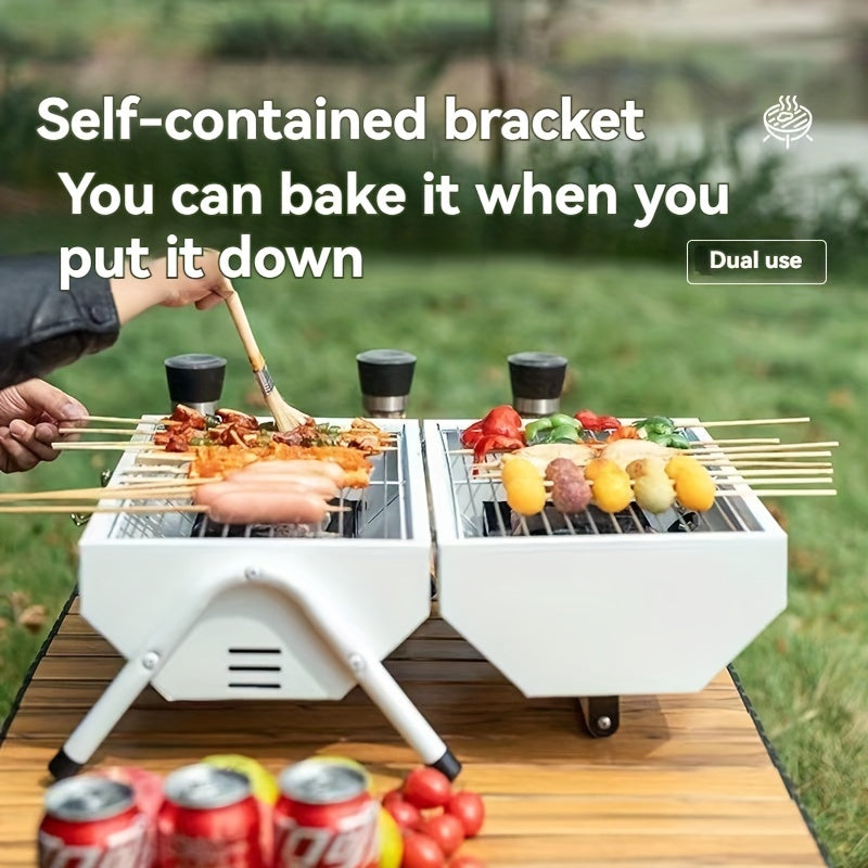 1 Set, tragbarer Mini-BBQ-Grill, gleichmäßig beheizt, kann gebacken werden, kann stickig sein, geeignet für Familienfeiern, Partys im Freien, Camping und Picknick, Grillwerkzeuge für den Außenbereich für Camping-Barbecue-Grill
