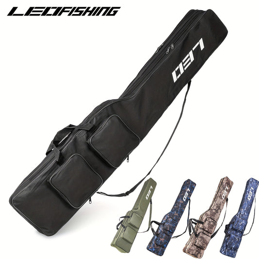 LEOFISHING Angelgerät-Aufbewahrungstasche, 130 Cm/4,27 Fuß, Tragbarer Angelruten-Rollen-Organizer, Angelruten-Ausrüstung, Werkzeugkoffer, Träger, Zweilagig, Langlebig, Oxford, Großes Fassungsvermögen, Reise-Angel-Abdeckungstasche