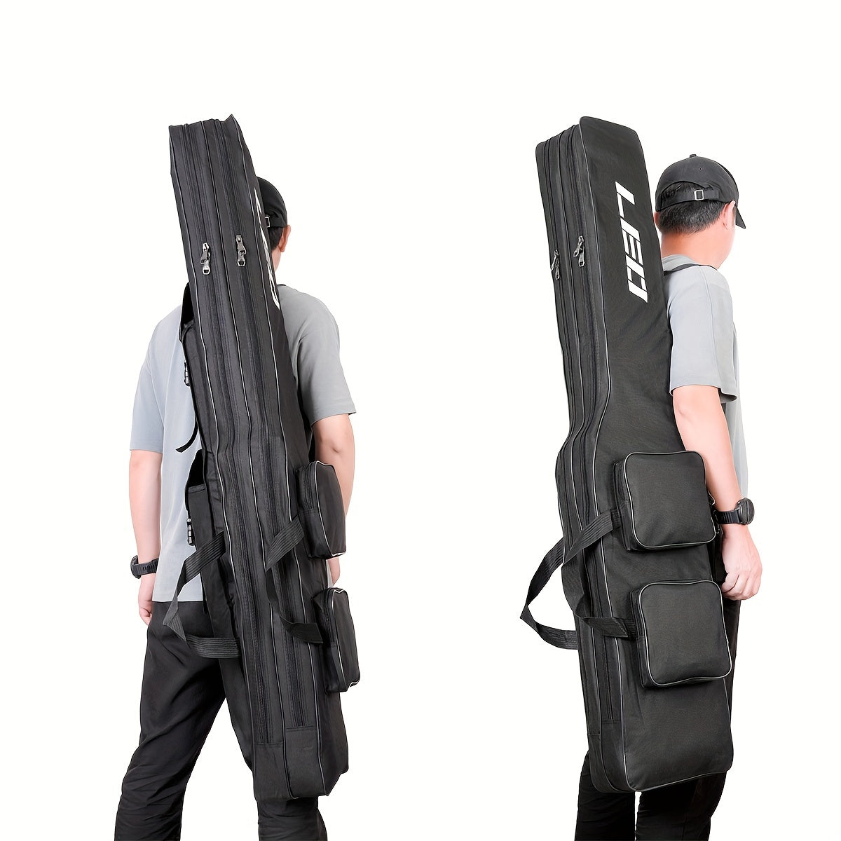 LEOFISHING Angelgerät-Aufbewahrungstasche, 130 Cm/4,27 Fuß, Tragbarer Angelruten-Rollen-Organizer, Angelruten-Ausrüstung, Werkzeugkoffer, Träger, Zweilagig, Langlebig, Oxford, Großes Fassungsvermögen, Reise-Angel-Abdeckungstasche