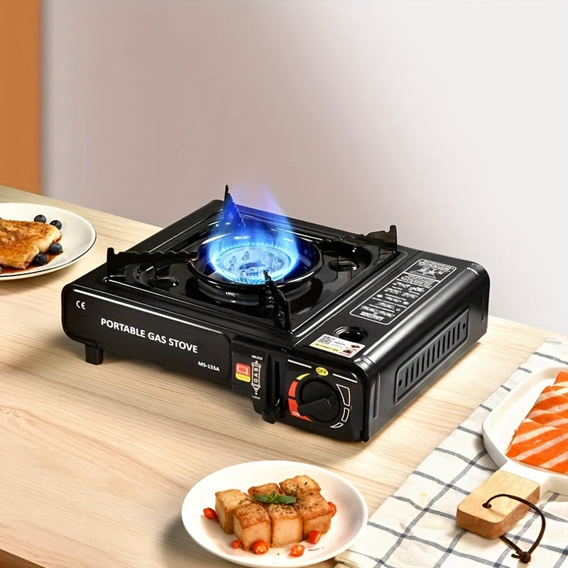 Tragbarer Campingkocher mit Grillplatte – Kompakter Metall-Kocher für Outdoor, Picknicks & Familienfeiern, Butan-kompatibel, langlebiges und leichtes Design