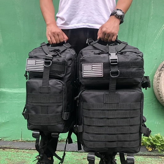 Robuster Aufbau | Taktischer 1000D Nylon Rucksack - 25L/50L Kapazität, Verstellbare Träger, Mehrere Fächer für Wandern, Camping, Trekking, Angeln & Jagd, Schwarz, Rucksack für mich