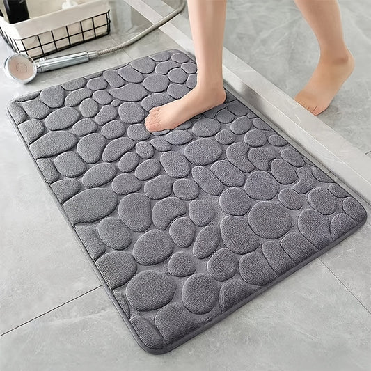 1 Stück Weicher und bequemer Badteppich aus Memory-Schaumstoff mit Pflasterstein-Prägung - Schnell wasserabsorbierend und waschbar - rutschfest - Perfekt für das Duschzimmer und Badezimmerzubehör, Badezimmerdekorationen, Küchenläufer, Schlafzimmer, Badez