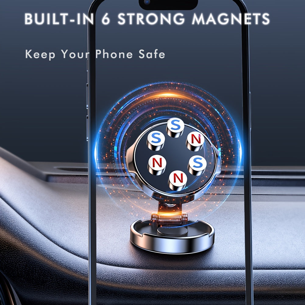 Magnetischer Handyhalter Für Das Auto, In Einer Sekunde Einsetzbar Und Abnehmbar, 360°-Drehung, Verbesserte Faltbare Multifunktionalität, Passend Für IPhone, GPS Und Alle Smartphones