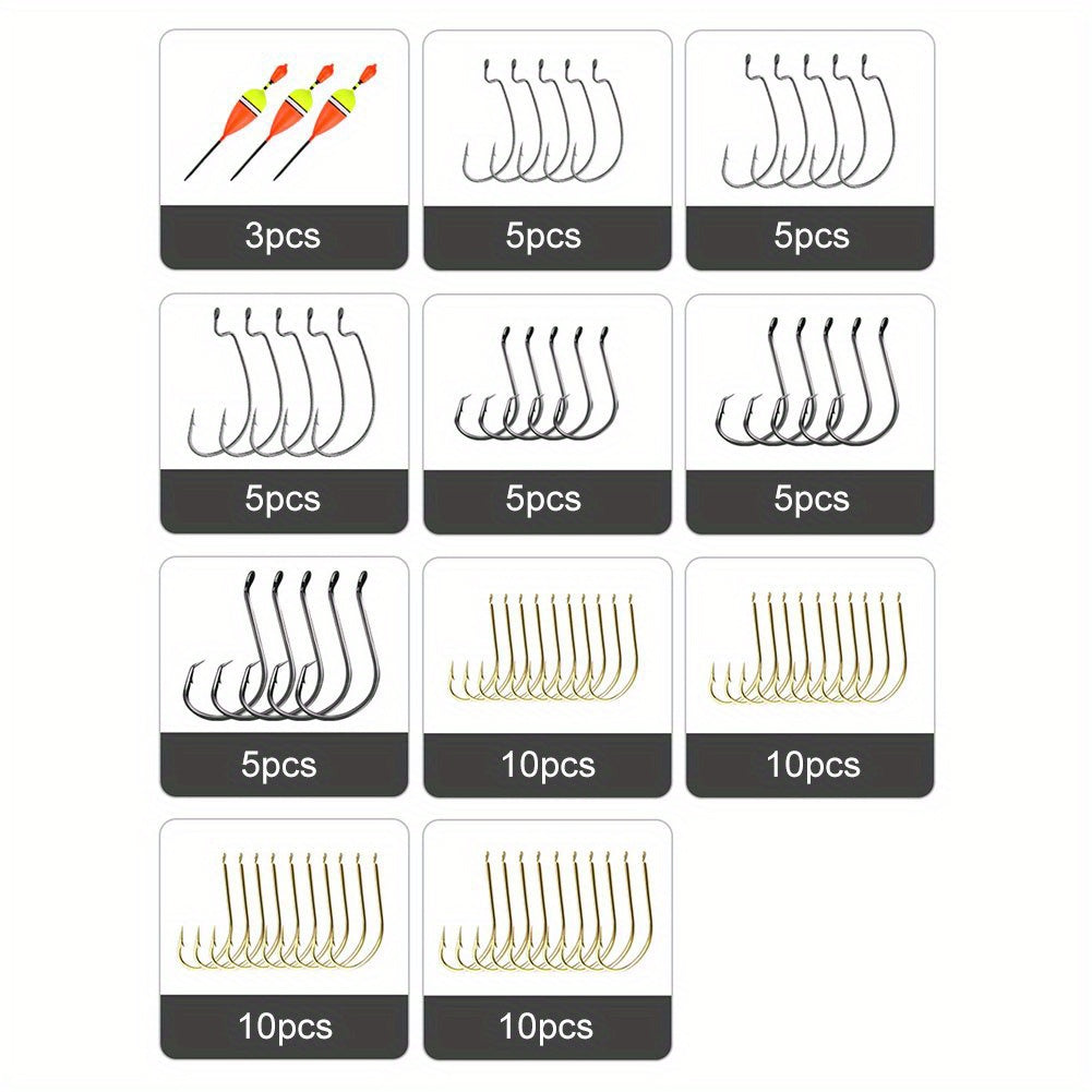 134-teiliges Angelwerkzeug-Accessoires-Set - Spinnreel, Köder und Angelzubehör mit strukturierten Fächern für einfache Zugriffsmöglichkeiten, ideal für Anfänger und erfahrene Angler, Angelzubehör-Essentials|Kompakte Angelzubehör-Box|Sichere Schließung