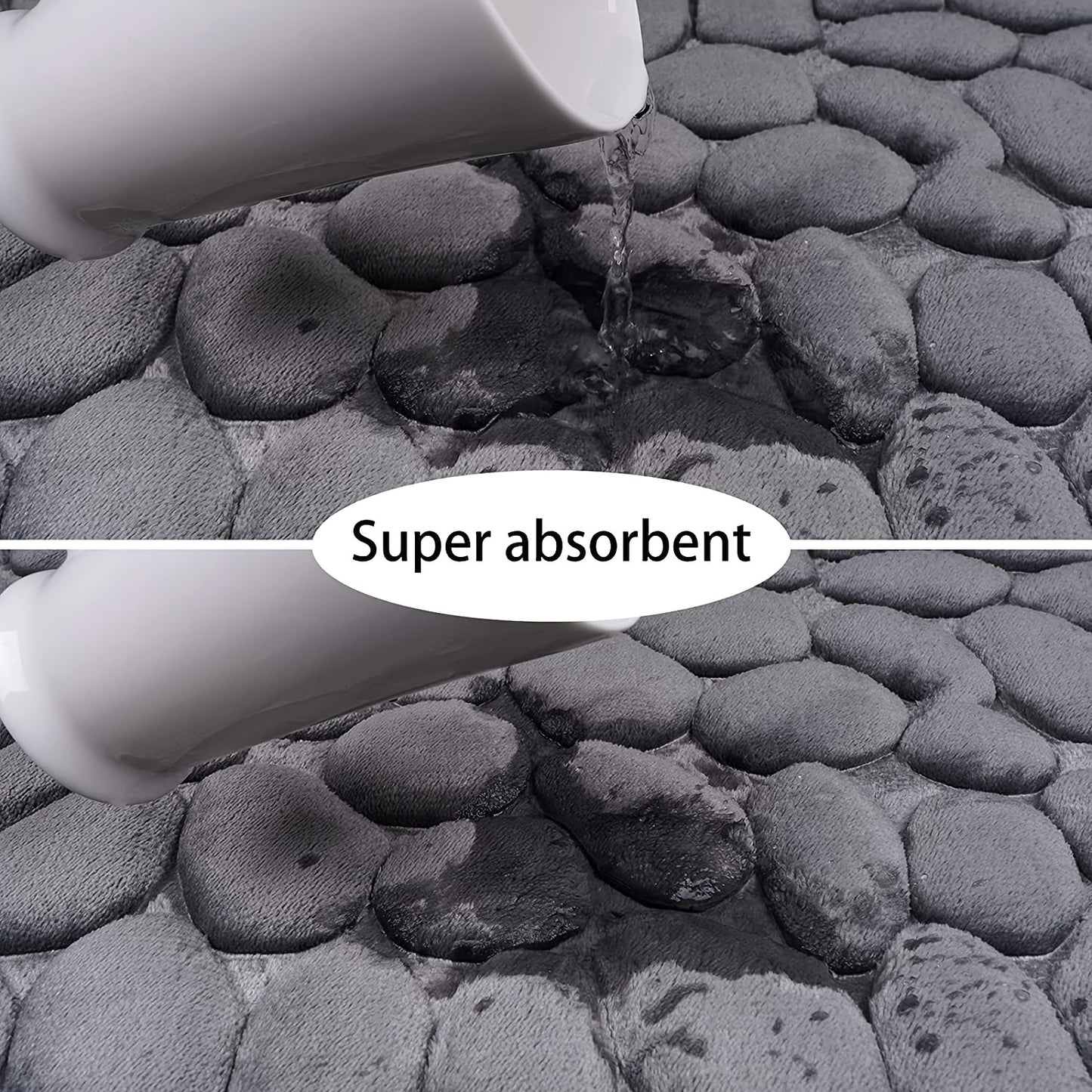 1 Stück Weicher und bequemer Badteppich aus Memory-Schaumstoff mit Pflasterstein-Prägung - Schnell wasserabsorbierend und waschbar - rutschfest - Perfekt für das Duschzimmer und Badezimmerzubehör, Badezimmerdekorationen, Küchenläufer, Schlafzimmer, Badez