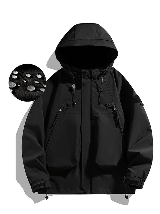 Wasserabweisende, winddichte Kapuzenjacke für Damen, lässiger, bequemer Mantel mit Reißverschlusstaschen und lockerer Passform, ideal für Outdoor-Wanderungen, Trekking, Angeln, Bergsteigen, Reisen, Oberbekleidung, sportlicher Stil für Frühling und Herbst