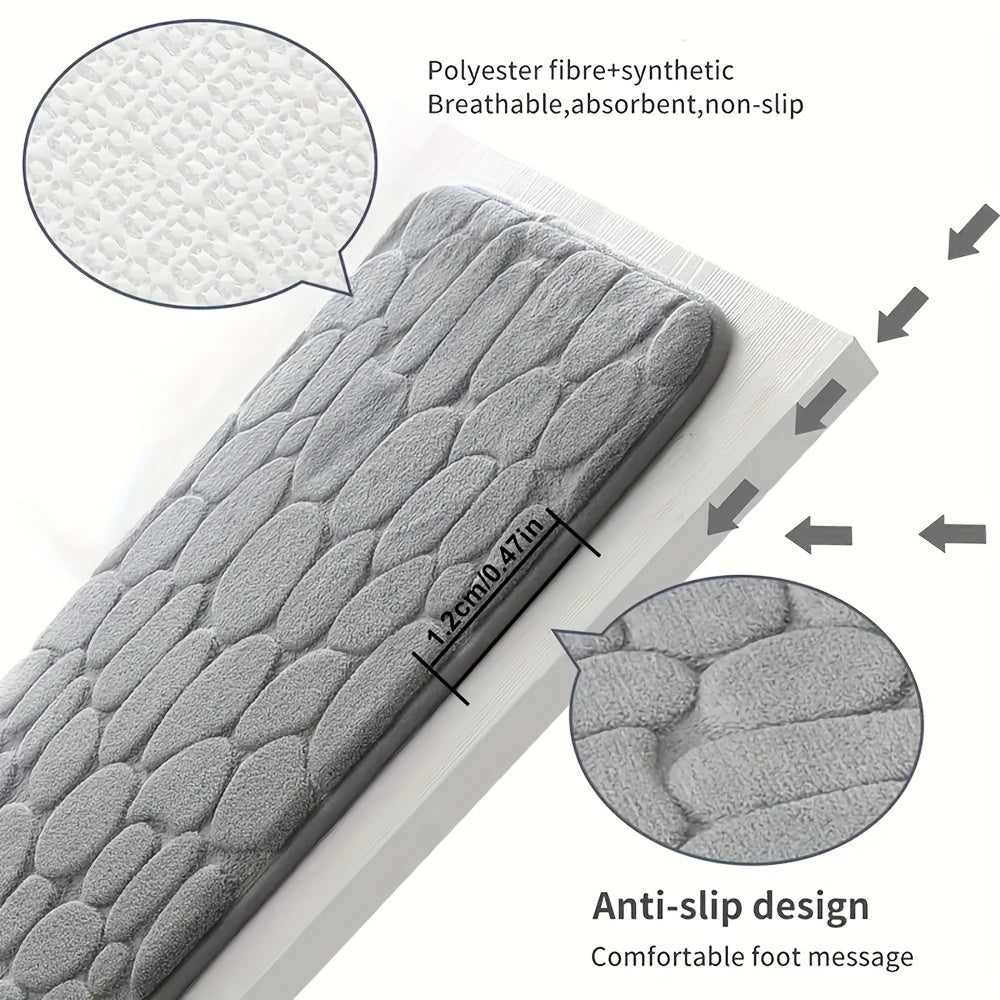 1 Stück Weicher und bequemer Badteppich aus Memory-Schaumstoff mit Pflasterstein-Prägung - Schnell wasserabsorbierend und waschbar - rutschfest - Perfekt für das Duschzimmer und Badezimmerzubehör, Badezimmerdekorationen, Küchenläufer, Schlafzimmer, Badez