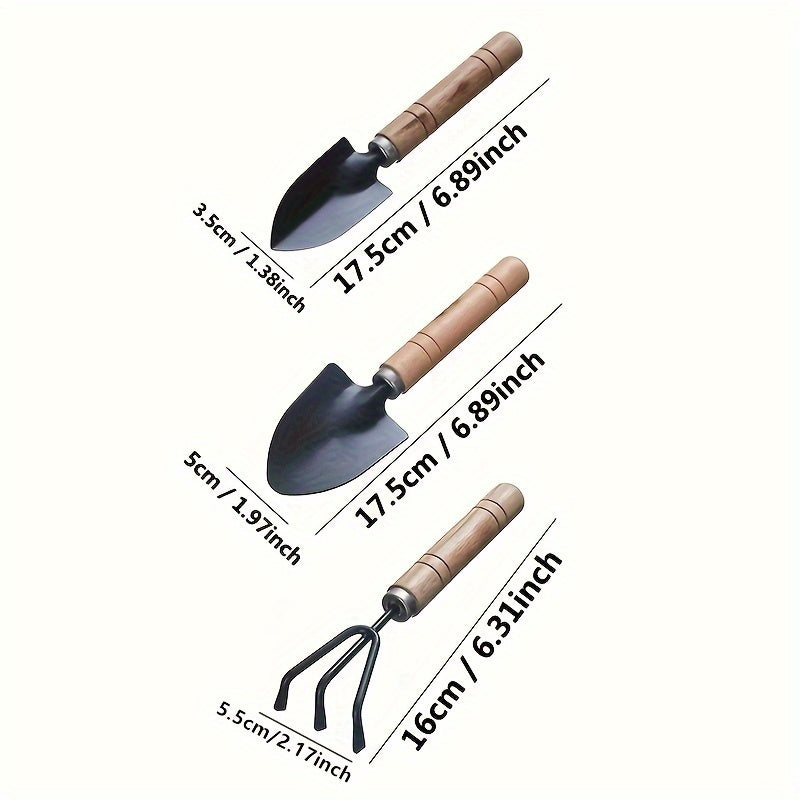 3-teiliges Set, Gartenwerkzeug Rechen Kelle Schaufel große Schaufel Mini-Kakteen lose Erde Blumen, Aluminiumlegierung Gartengeräte mit Griff für Gartenarbeit Graben, Handwerkzeuge, Gartenwerkzeug-Set