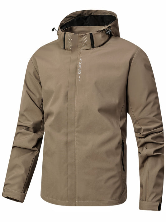 Herren Leichtgewichtige Wasserdichte Regenjacke, Kapuzen-Shell Outdoor-Regenmantel Wandern Windbreaker Jacke Mantel