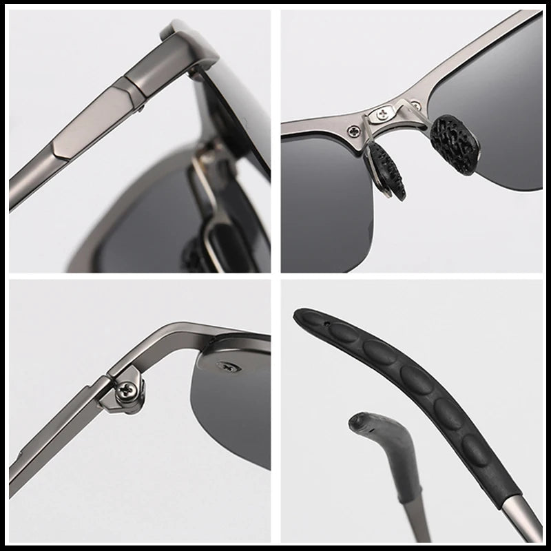 FUQIAN Photochrome Sonnenbrille Männer Frauen Vintage Metall Polarisierte Sonnenbrille Für Männliche Nachtsicht Fahren Sonnenbrille