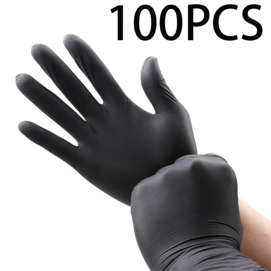 100er Pack Einweghandschuhe aus schwarzem Nitril für die Haushaltsreinigung Arbeitssicherheitswerkzeuge Gartenhandschuhe Küchenkochgeräte Tatto