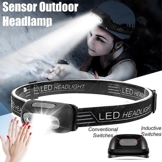 Starkes Licht Stirnlampe Mini LED Nachtfischen Leistungsstarke Taschenlampe Stirnlampe Outdoor Wasserdichte Camping Tragbare LED-Sensor-Stirnlampen