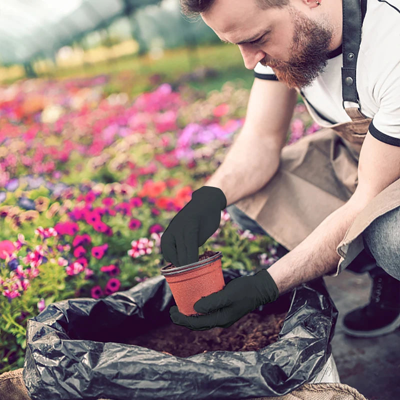 100er Pack Einweghandschuhe aus schwarzem Nitril für die Haushaltsreinigung Arbeitssicherheitswerkzeuge Gartenhandschuhe Küchenkochgeräte Tatto