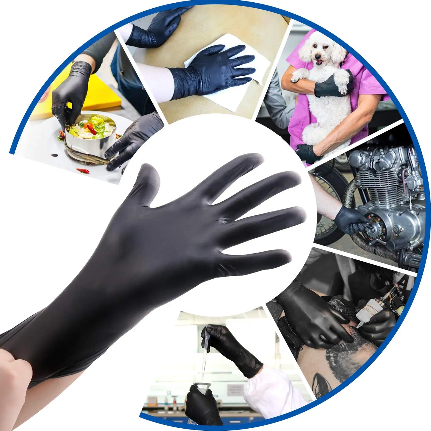 100er Pack Einweghandschuhe aus schwarzem Nitril für die Haushaltsreinigung Arbeitssicherheitswerkzeuge Gartenhandschuhe Küchenkochgeräte Tatto