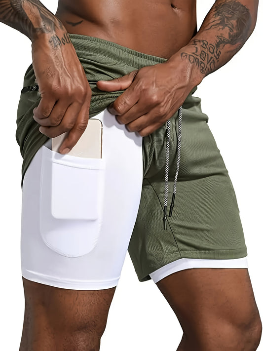 Herren-Sommer-Casual-Sportshorts - Atmungsaktiv, leichtgewichtiges Polyester, Rot mit schwarzen Seitentaschen und Kordelzug-Taschenbund, perfekt für Laufen, Training, Wandern & Outdoor-Aktivitäten, Sommer-Trainingsausrüstung | Kordelzug-Taschenbund | Beq