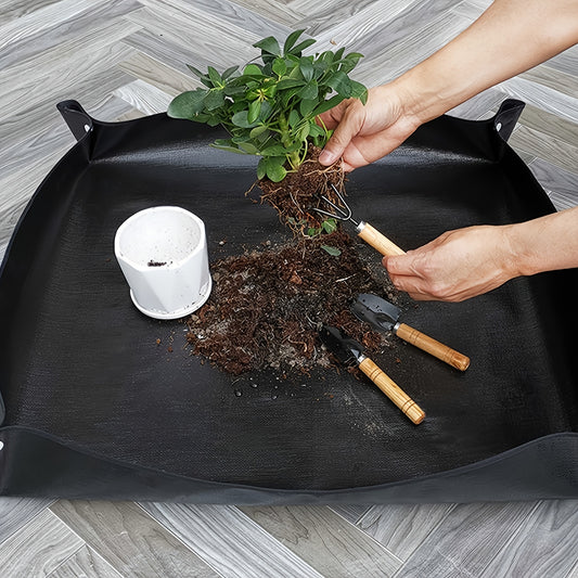 1pc Schwarze Gartenpflanzen-Umtopfmatte, Faltbares Gartenarbeitsgewebe Für Die Pflege Von Zimmerbonsai-Sukkulentenpflanzen, Wasserdichtes Verdicktes PE-Gewebe Für Haushaltsgartenmatten, Gartengerätesets