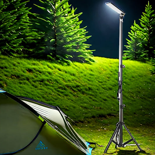 1-teiliges Campinglicht für den Außenbereich, tragbare multifunktionale LED-Lampe, wiederaufladbare Arbeitslampe mit 73 cm bis 180 cm langem, verstellbarem Teleskopstativ, Stromversorgung über USB für die Beleuchtung von Campingplätzen und Hinterhöfen