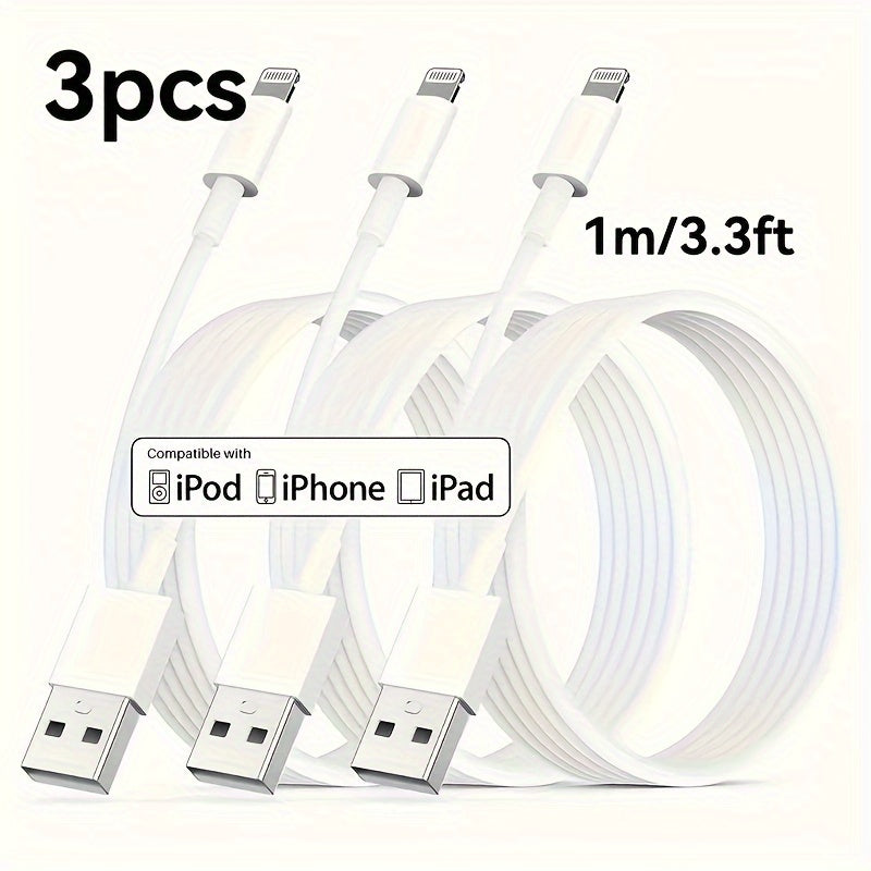 3 Stück/1 Stück [Apple Mfi Zertifiziert] Schnellladekabel für iPhone - 6ft USB zu Lightning, Längen 10ft/6ft/3ft, Kompatibel mit iPhone 14 Pro Max/13 Pro Max/12 Mini/11 Pro/11/Xs/1/Xr/8/7/6S/iPad, Air