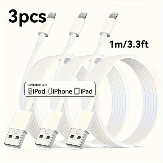 3 Stück/1 Stück [Apple Mfi Zertifiziert] Schnellladekabel für iPhone - 6ft USB zu Lightning, Längen 10ft/6ft/3ft, Kompatibel mit iPhone 14 Pro Max/13 Pro Max/12 Mini/11 Pro/11/Xs/1/Xr/8/7/6S/iPad, Air