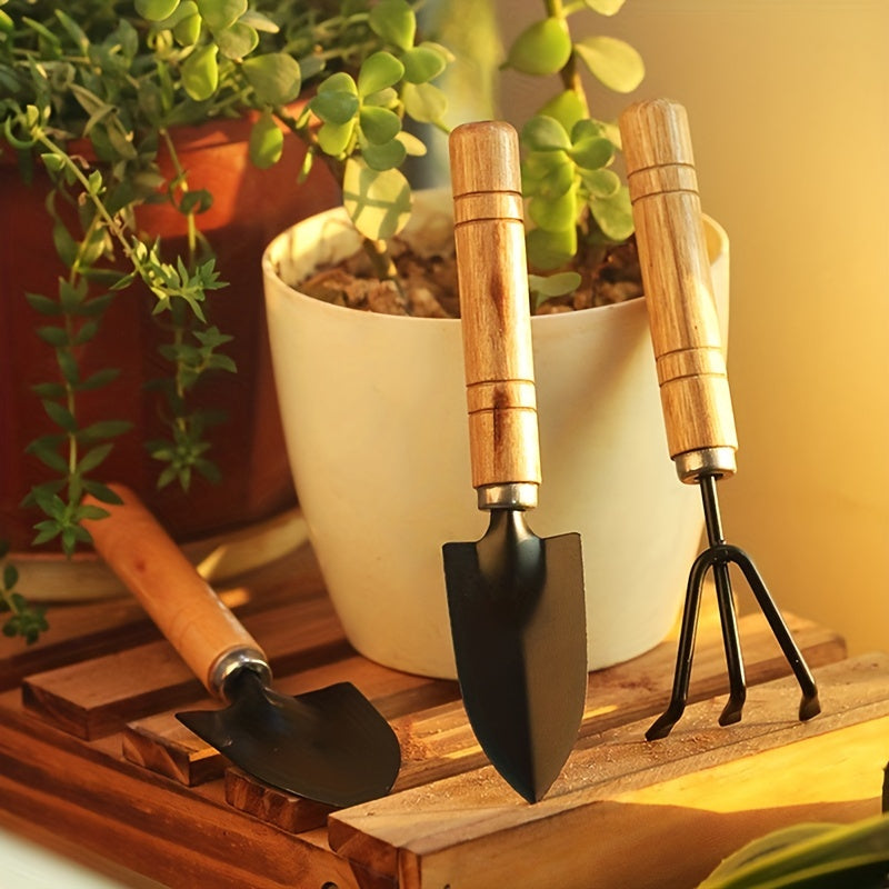 3-teiliges Set, Gartenwerkzeug Rechen Kelle Schaufel große Schaufel Mini-Kakteen lose Erde Blumen, Aluminiumlegierung Gartengeräte mit Griff für Gartenarbeit Graben, Handwerkzeuge, Gartenwerkzeug-Set