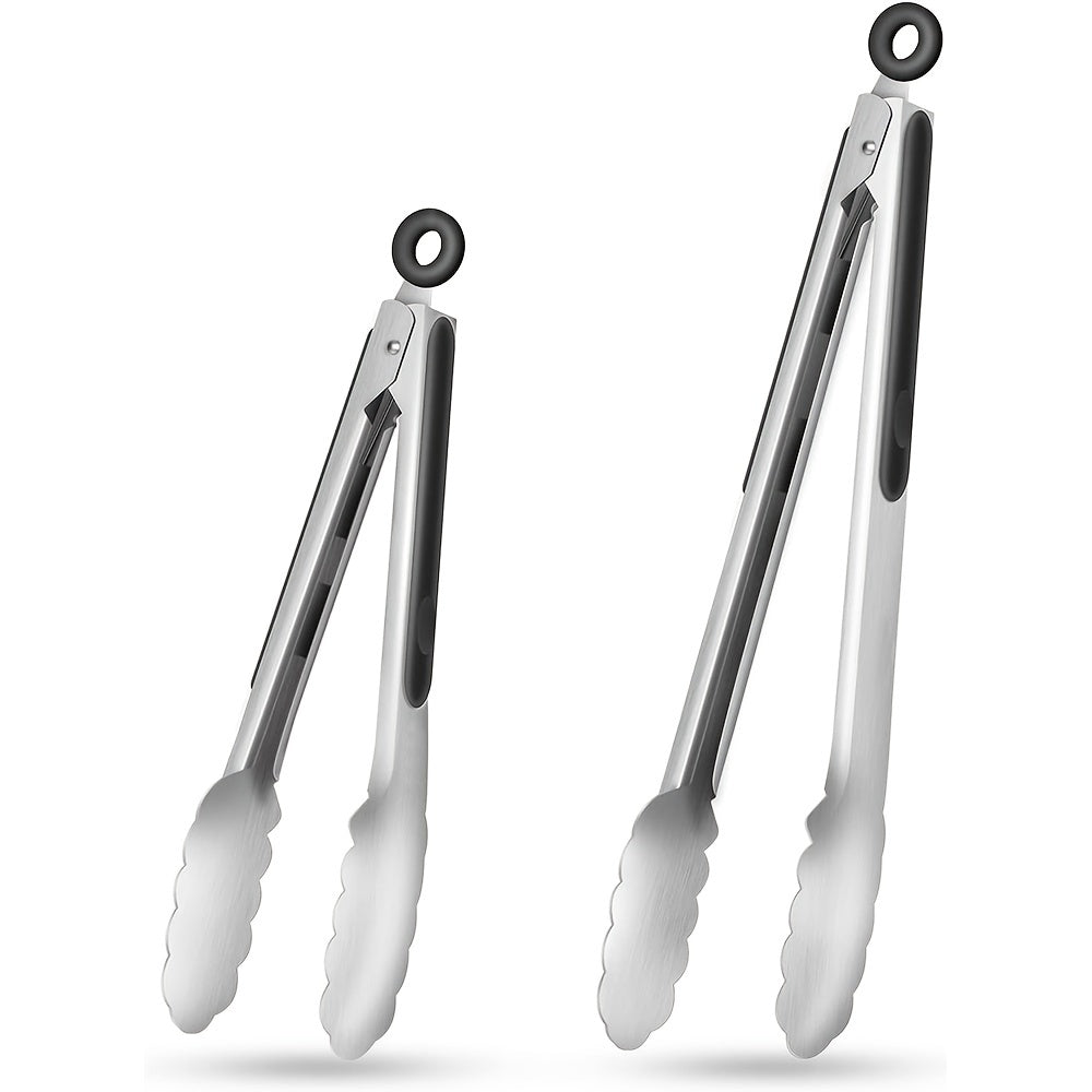 1/2 Stück, Edelstahl-Küchenzangen, Silikon-Antirutsch-Griff, Verriegelbarer Grill-Lebensmittelclip, 9 Zoll Und 12 Zoll, Premium-Silikon-Gummigriffe, Unabhängigkeitstag Halloween Weihnachtsfeierbedarf Camping BBQ Zubehör Buche Urlaub Essentials
