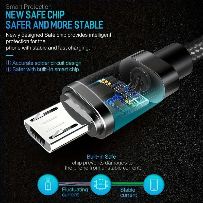 Schnellladendes Micro-USB-Kabel Aus Nylon Geflochtenes Datenkabel Für Samsung/Xiaomi/Vivo/OPPO/Redmi/Android-Handy-Ladekabel