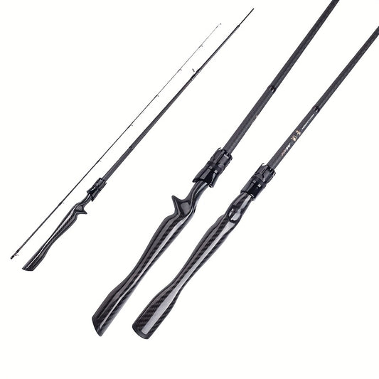 YanseXiu Hochpräzise Schnellverstellbare 1,68/1,8 m Kohlefaser Baitcasting-Stange mit integriertem Griff, festem Schaft und schwarzem Finish - Ideal für Bach, See- und Flussangeln, Angelrute