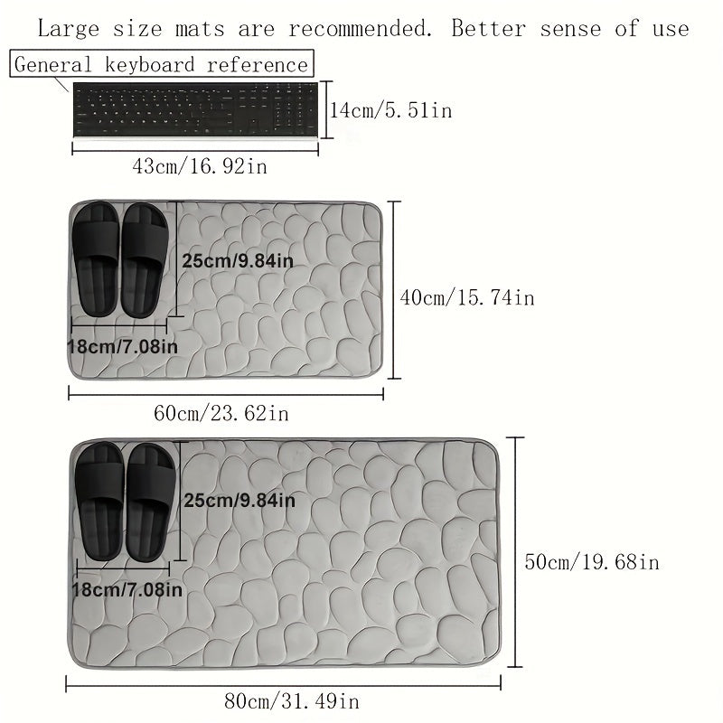 1 Stück Weicher und bequemer Badteppich aus Memory-Schaumstoff mit Pflasterstein-Prägung - Schnell wasserabsorbierend und waschbar - rutschfest - Perfekt für das Duschzimmer und Badezimmerzubehör, Badezimmerdekorationen, Küchenläufer, Schlafzimmer, Badez