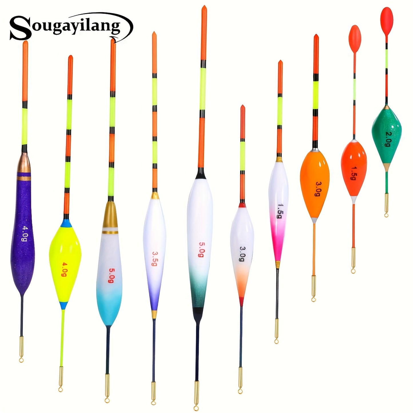 Sougayilang 10er-Pack Hochsensitivität Angeln Flöße, Holz Universal Flöße für Angler, Kurz & Sichtbar, Perfekt für Valentinstag Geschenk