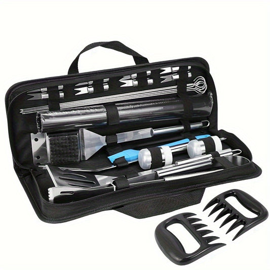 23-teiliges Edelstahl-Grillwerkzeug-Set mit Oxford-Tragetasche - Perfekt für Outdoor-Kochen & Camping-Grillzubehör für Outdoor-Grillzubehör