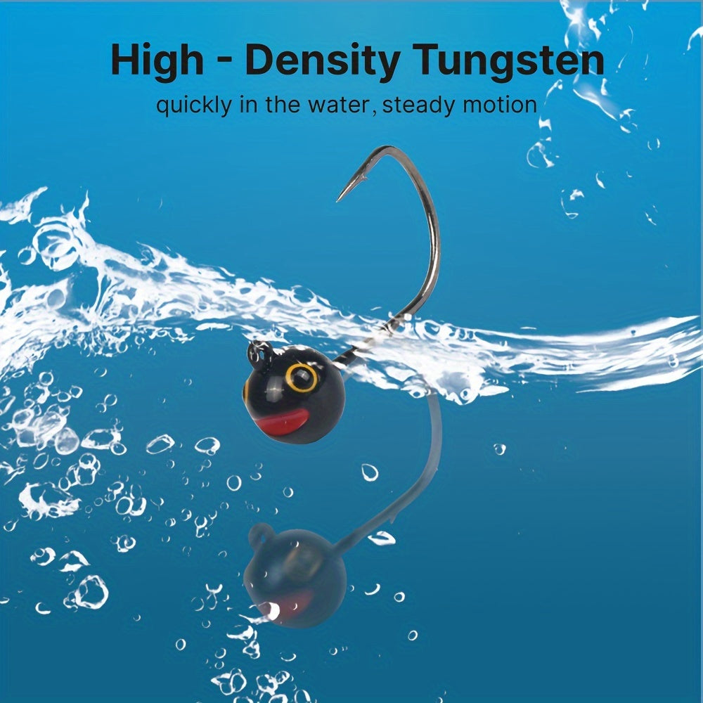 FÜNF Stück Tungsten Light Round Jig Head, Schwarzer Kopf Gelbes Auge, 1g/1.5g/2g/2.5g/3g, Langsames Jiggen Mit Weichen Grub Worm Ködern, MANTIS AJING Haken Barsch Barsch Brassen Köder