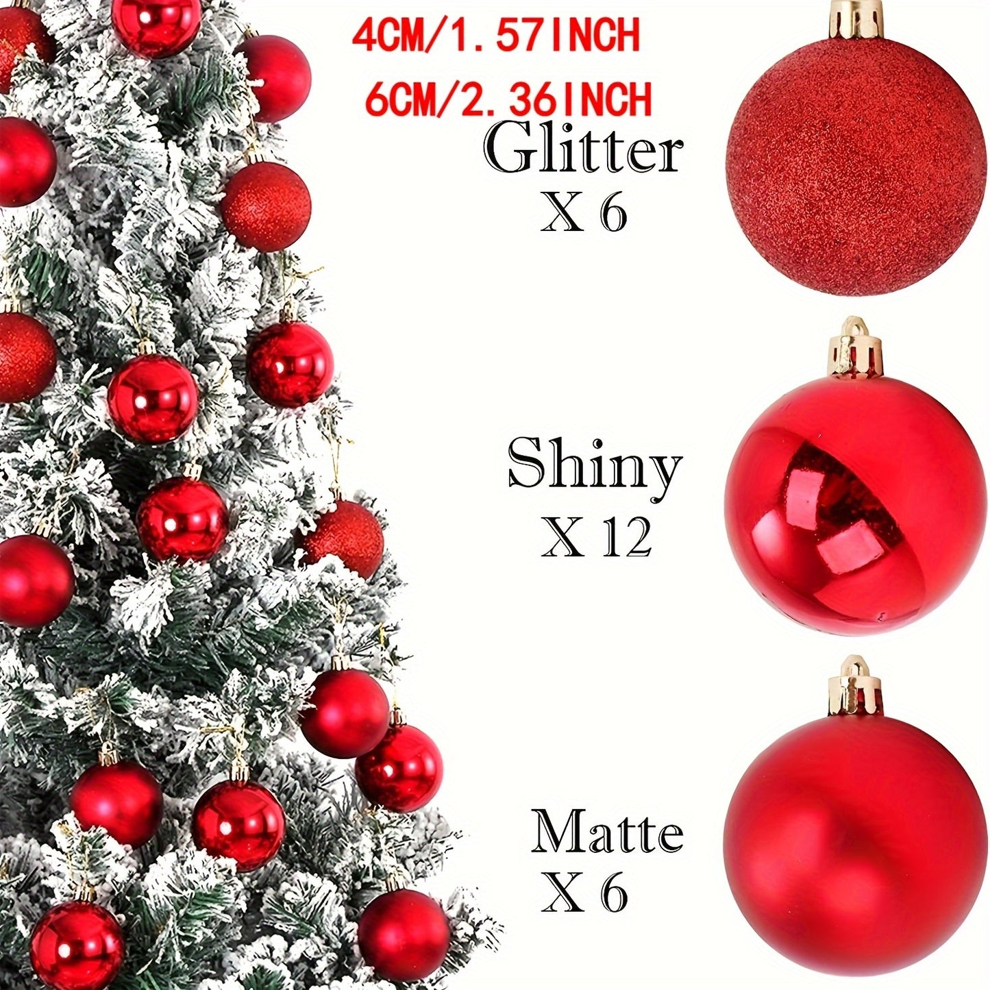 24 Stück Weihnachtskugeln Für Den Weihnachtsbaum – Bruchsicherer Weihnachtsbaumschmuck, Hängende Kugel Für Urlaub, Hochzeit, Party, Dekoration (3 Cm)